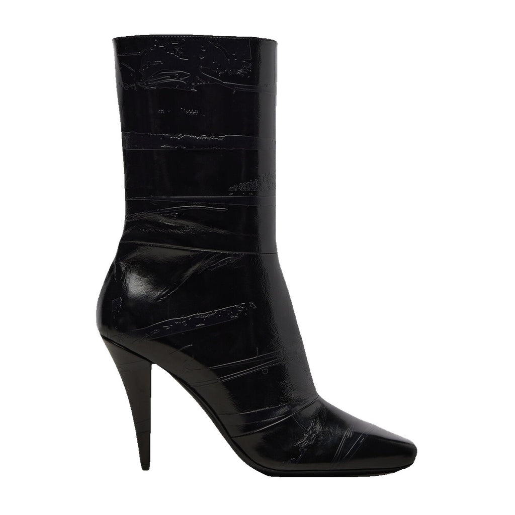 GIVENCHY SLICED SQUARE LEATHER TAPE ANKLE BOOTS BLACK