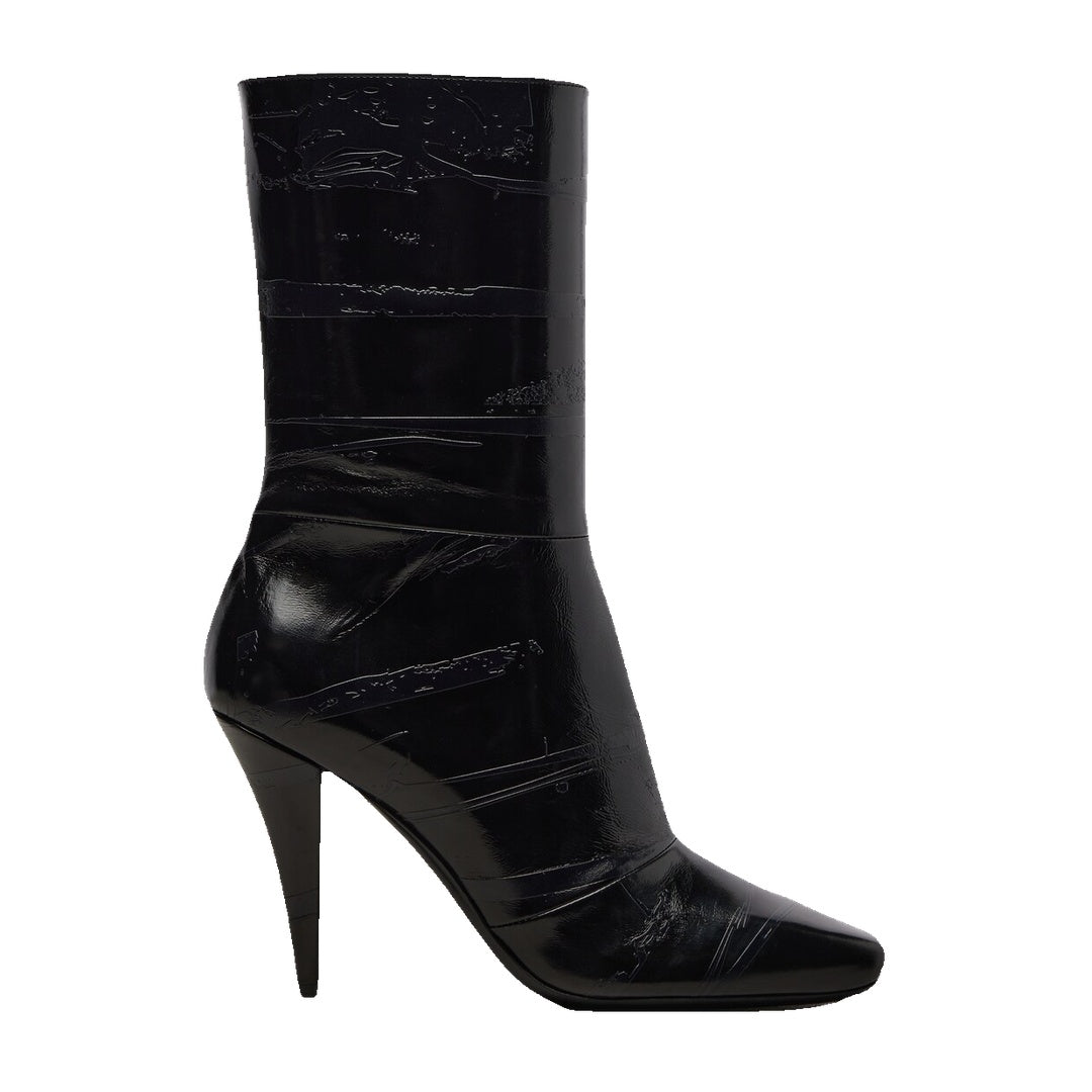 GIVENCHY SLICED SQUARE LEATHER TAPE ANKLE BOOTS BLACK