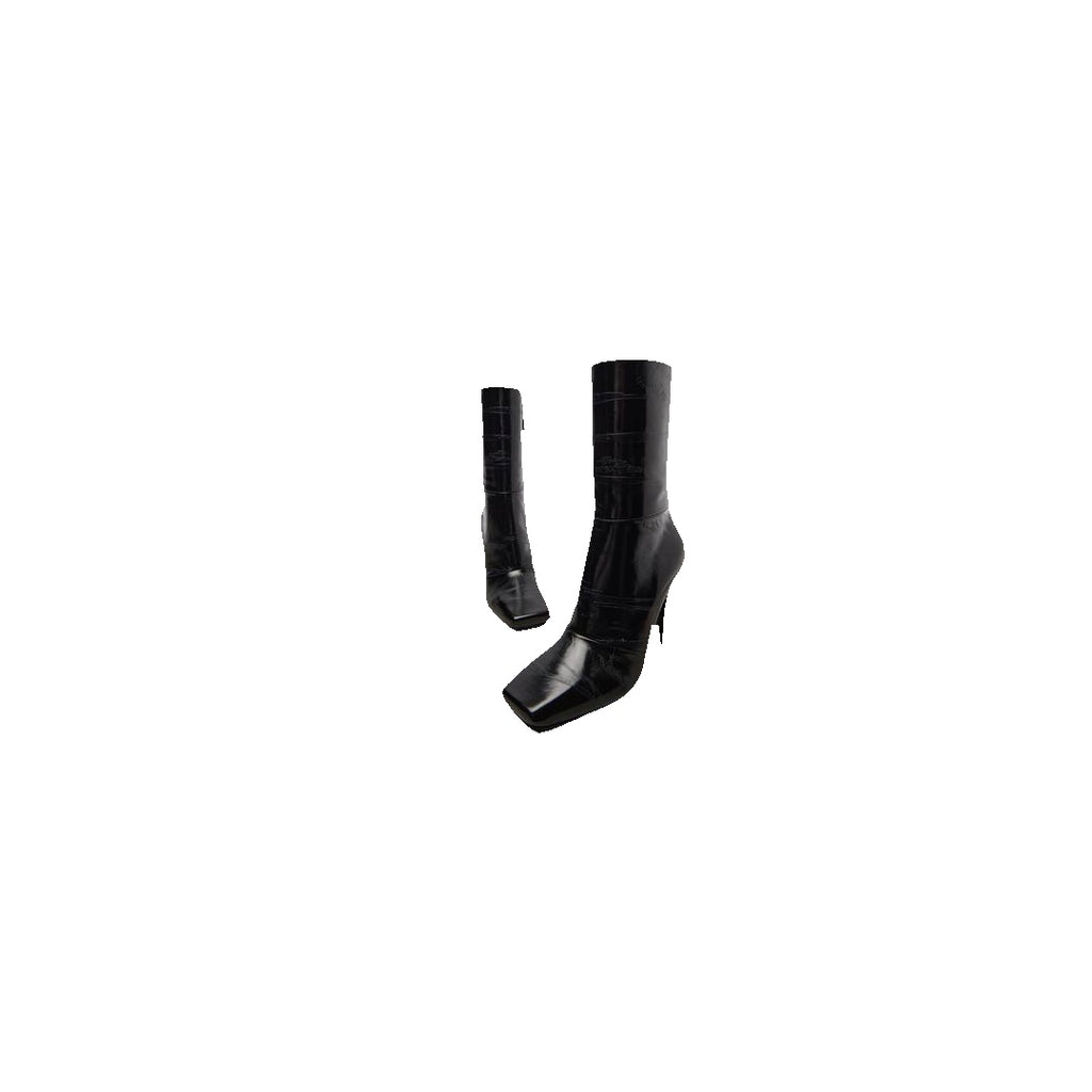 GIVENCHY SLICED SQUARE LEATHER TAPE ANKLE BOOTS BLACK