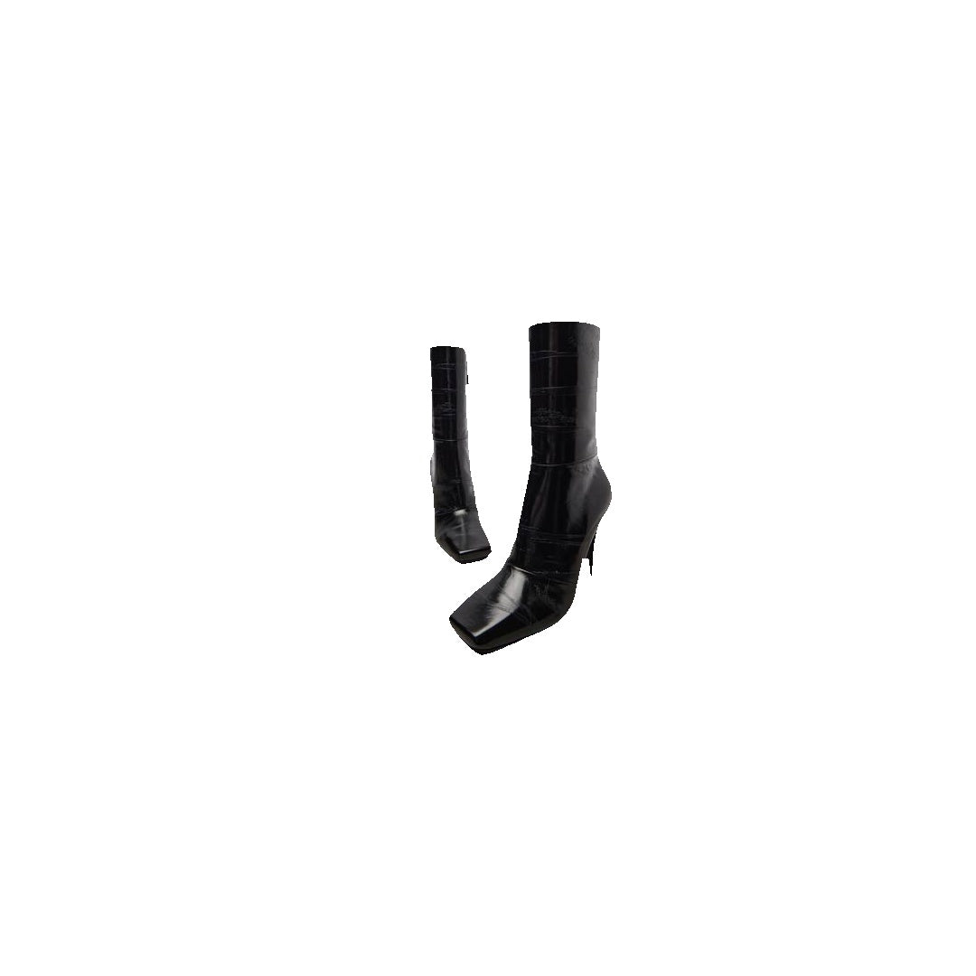 GIVENCHY SLICED SQUARE LEATHER TAPE ANKLE BOOTS BLACK