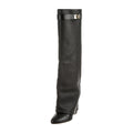 GIVENCHY SHARK PINCH LEATHER KNEE-HIGH BOOTS BLACK