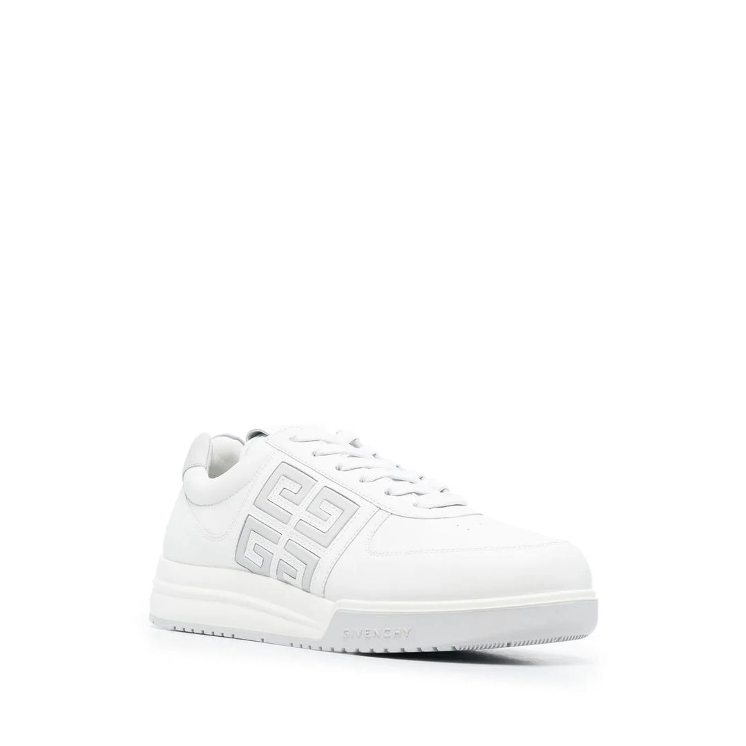 GIVENCHY SLIM METALLIC-EFFECT PANELED LACE-UP SNEAKERS WHITE