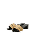GIVENCHY LABEL LEATHER-TRIMMED WOVEN MULES BEIGE