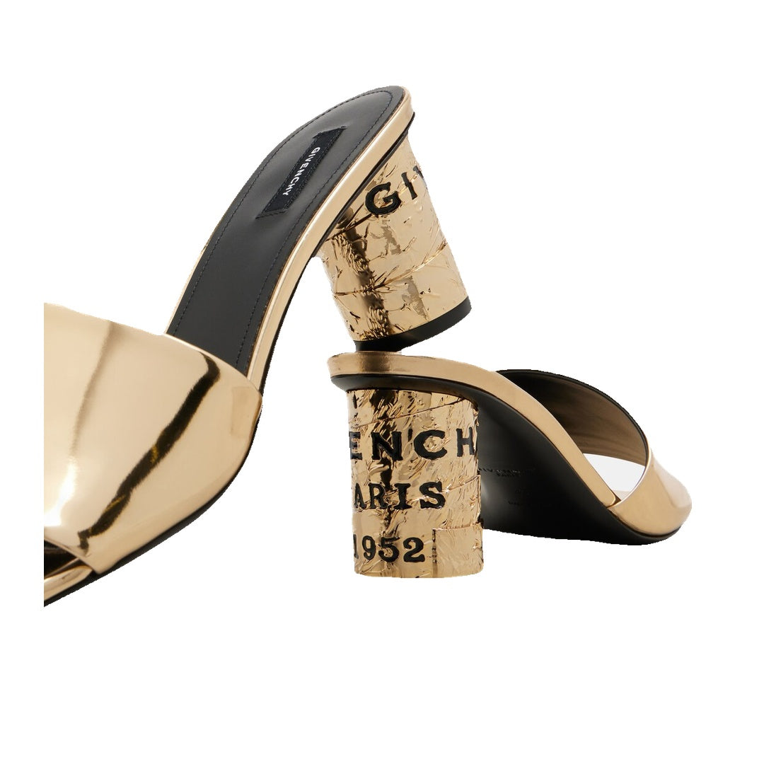 GIVENCHY TAPE HEELED LEATHER MULES GOLD