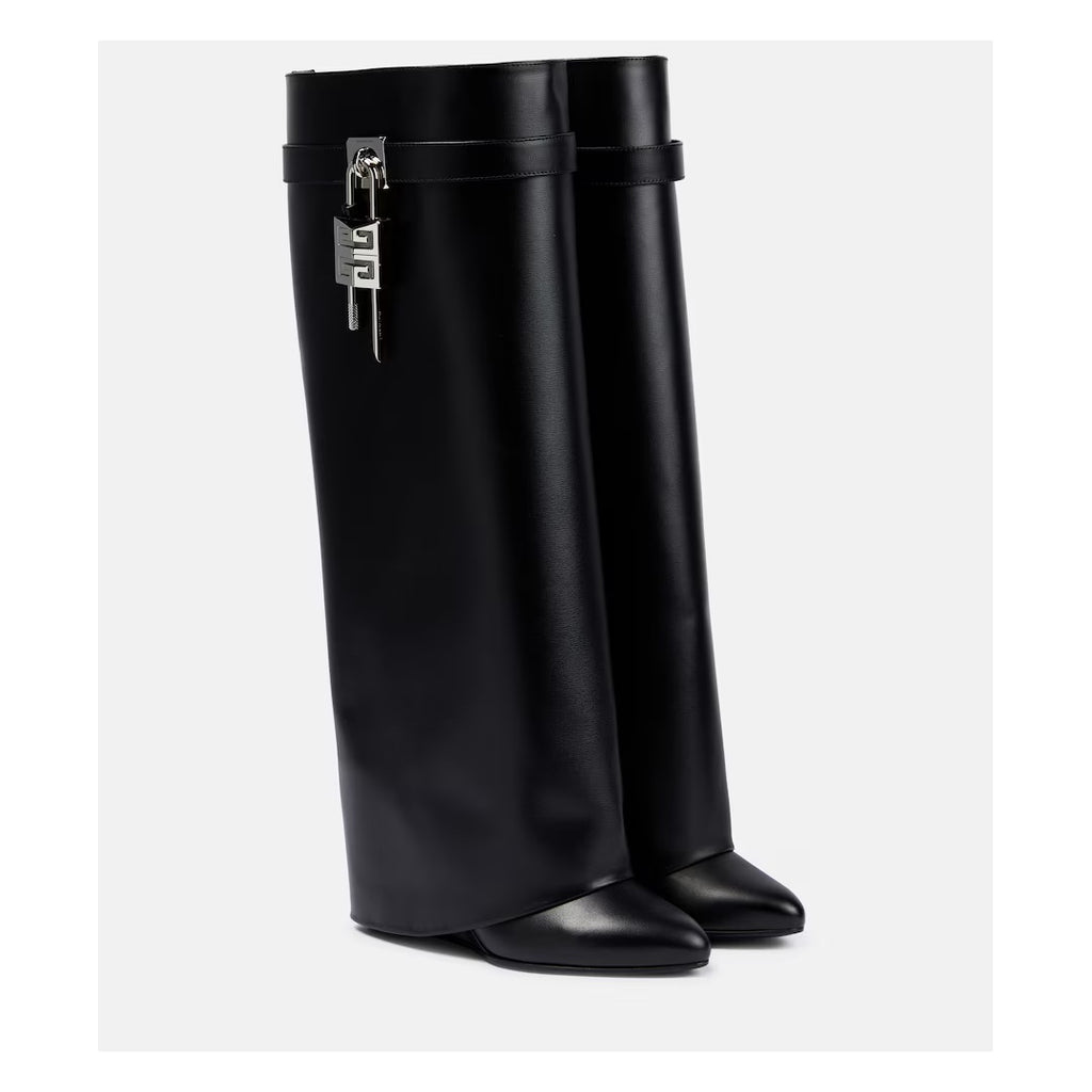 GIVENCHY SHARK LOCK BOOTS IN LEATHER BLACK