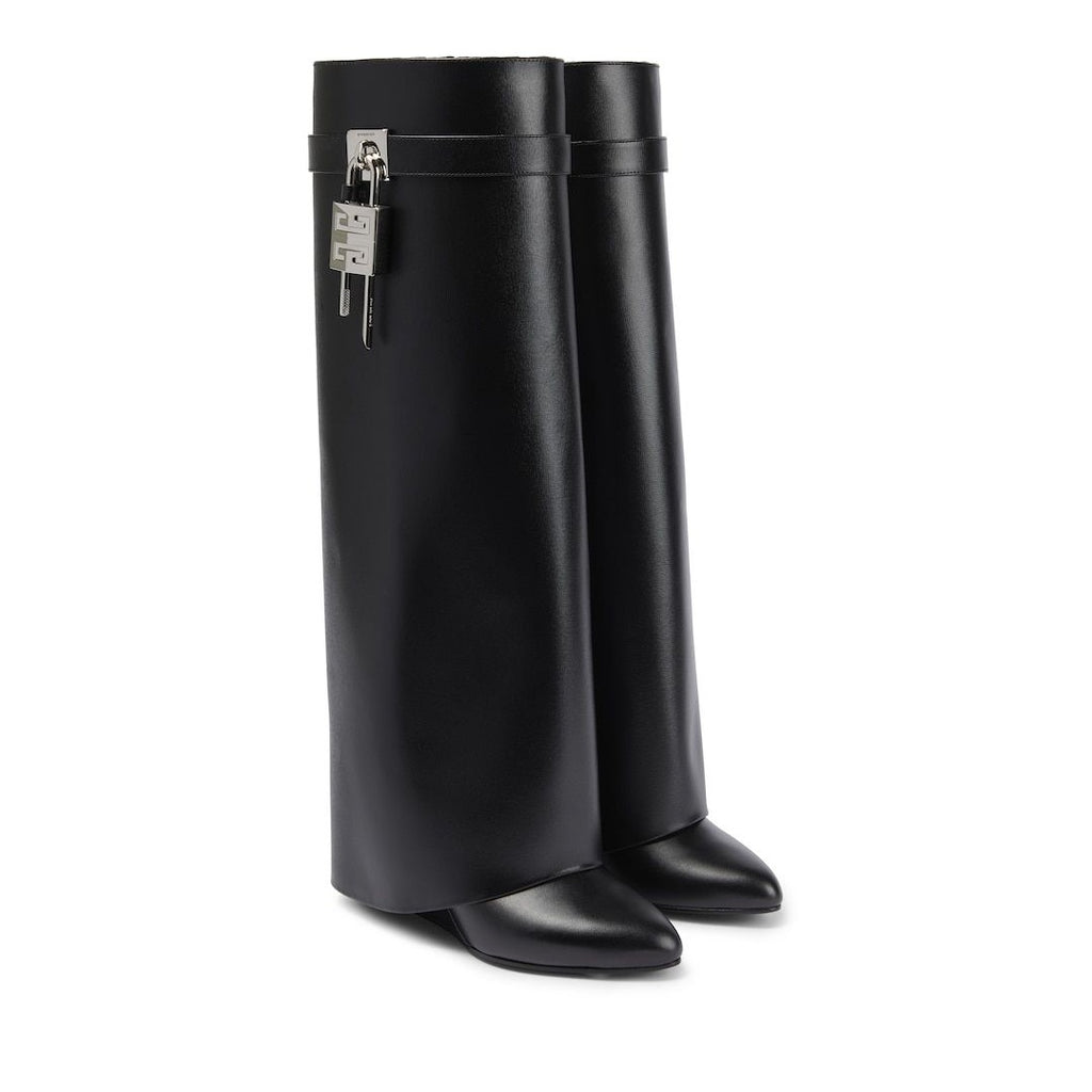 GIVENCHY SHARK LOCK BOOTS IN LEATHER BLACK