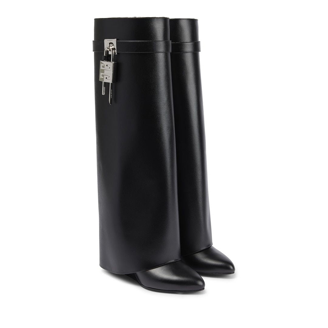 GIVENCHY SHARK LOCK BOOTS IN LEATHER BLACK