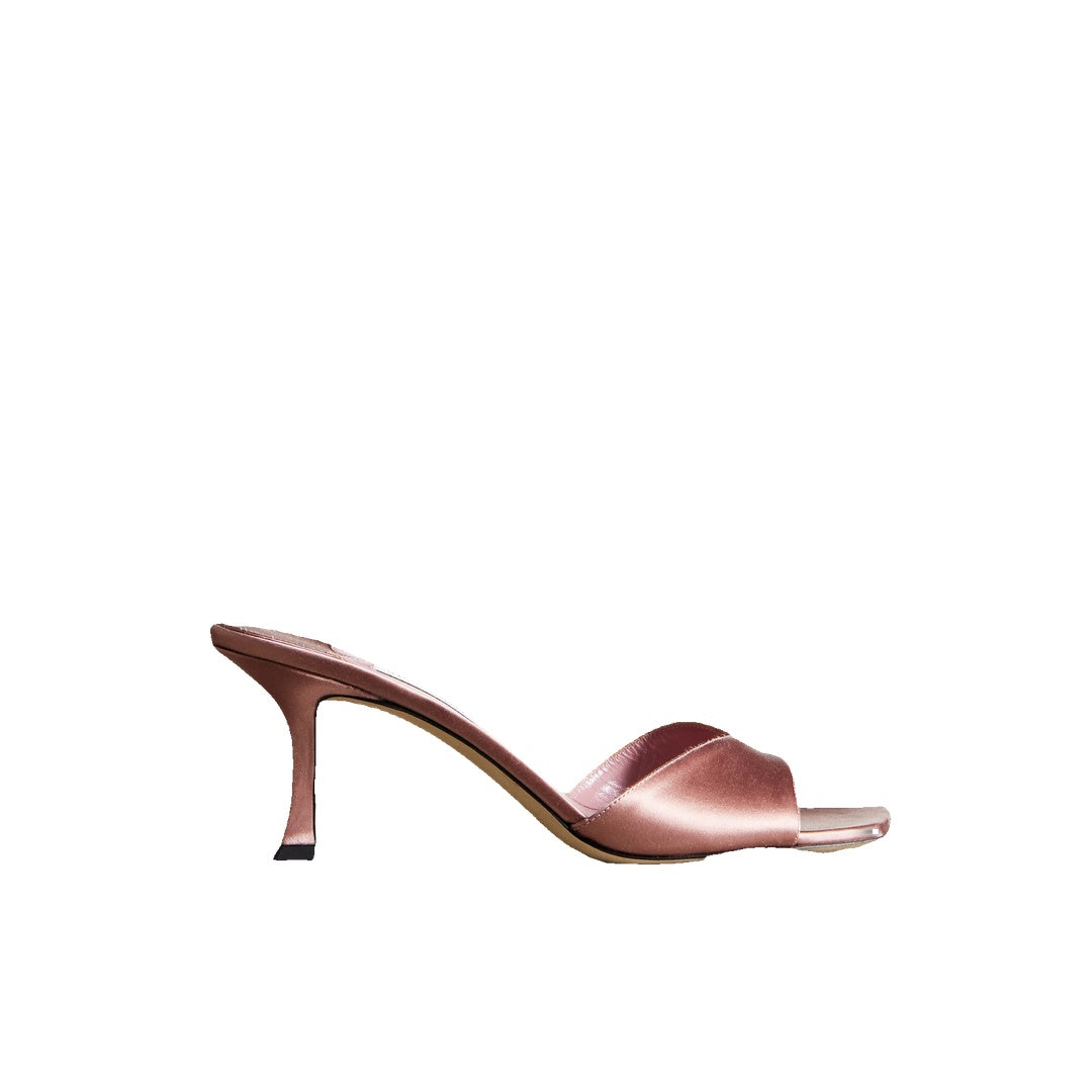 JIMMY CHOO SKYE SATIN HEELED MULES DUSTY PINK
