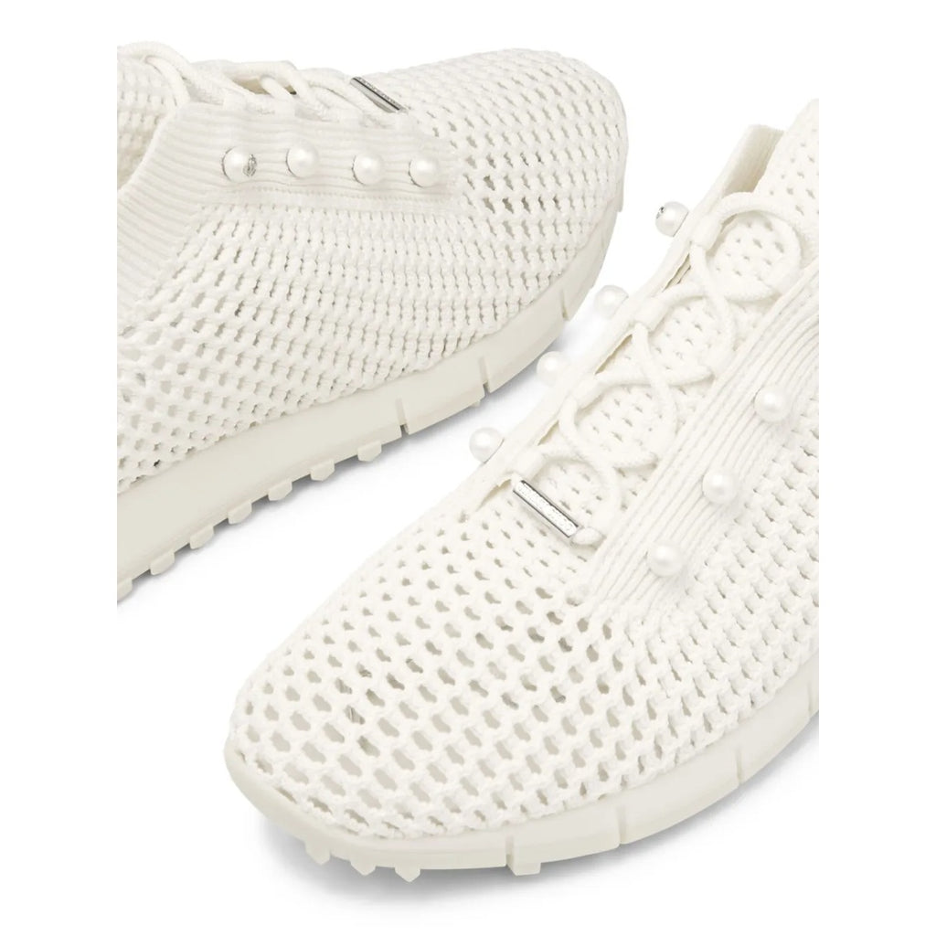 JIMMY CHOO VELES PEARL LACE-UP SNEAKERS WHITE