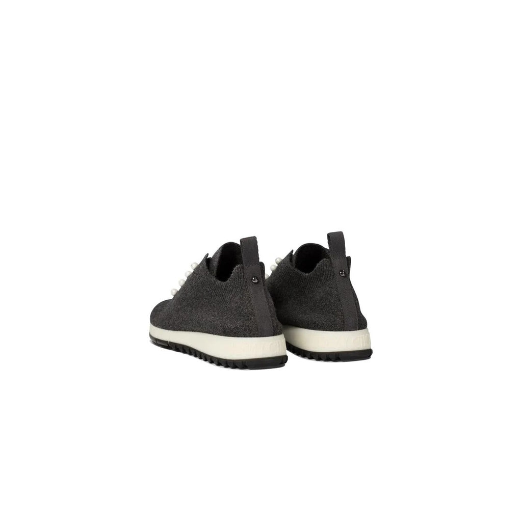 JIMMY CHOO VELES CASHMERE KNIT SNEAKERS DARK GREY