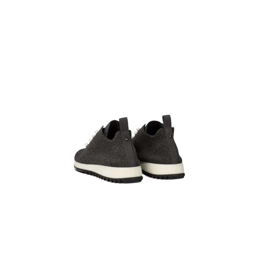 JIMMY CHOO VELES CASHMERE KNIT SNEAKERS DARK GREY