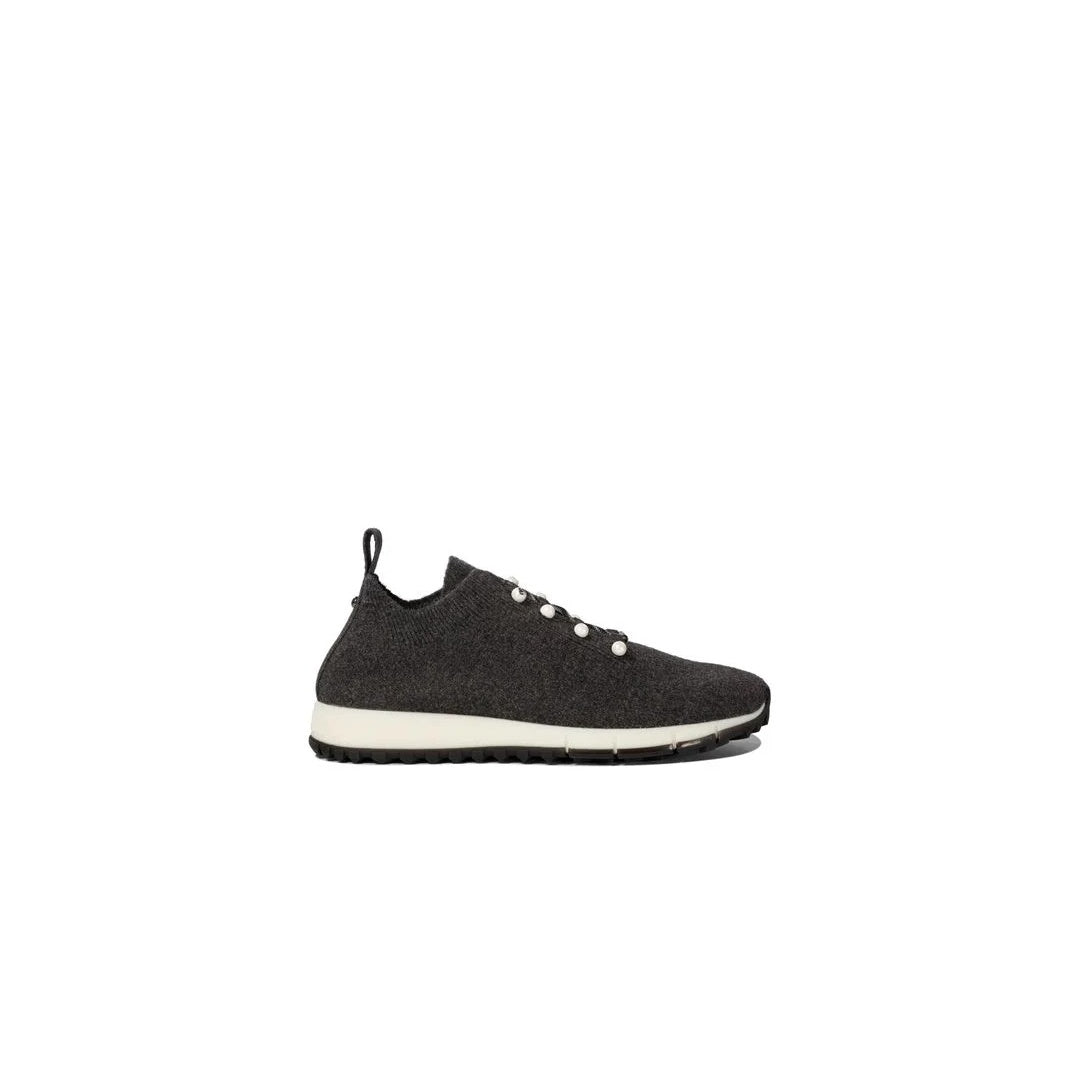 JIMMY CHOO VELES CASHMERE KNIT SNEAKERS DARK GREY