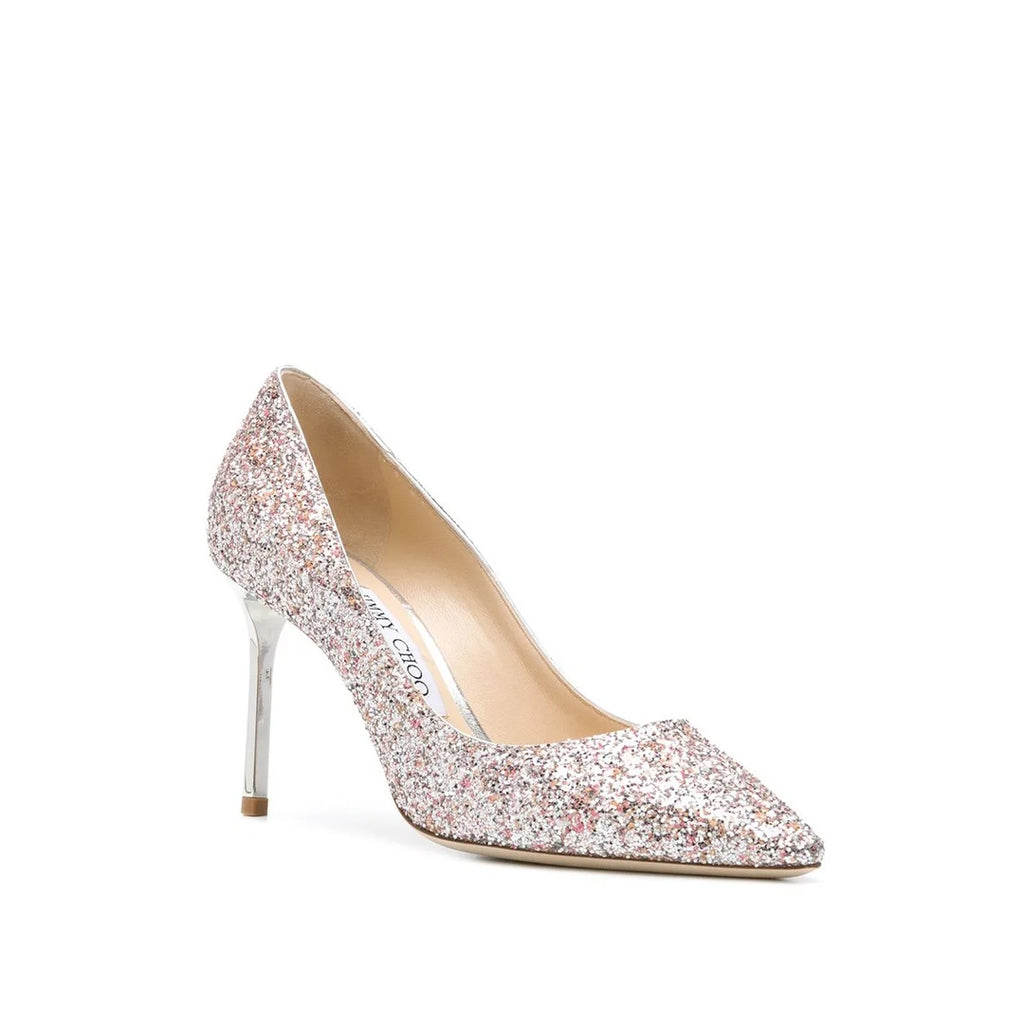 JIMMY CHOO ROMY GLITTER HEELED PUMPS MULTICOLOR GLITTER