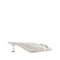 JIMMY CHOO AURIA CRYSTAL-EMBELLISHED BOW-DETAIL HEELED PUMPS SILVER