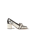 JIMMY CHOO 65MM LIVI FLECKED CANVAS AND LEATHER MULE PUMPS CREAM