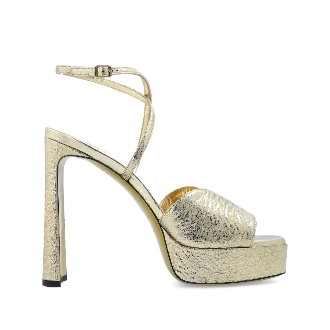 JIMMY CHOO KARLI PLATFORM SANDALS GOLD
