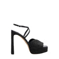JIMMY CHOO KARLI GLITTER PLATFORM SANDALS BLACK