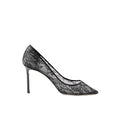 JIMMY CHOO ROMY LEATHER-TRIMMED LACE PUMPS BLACK