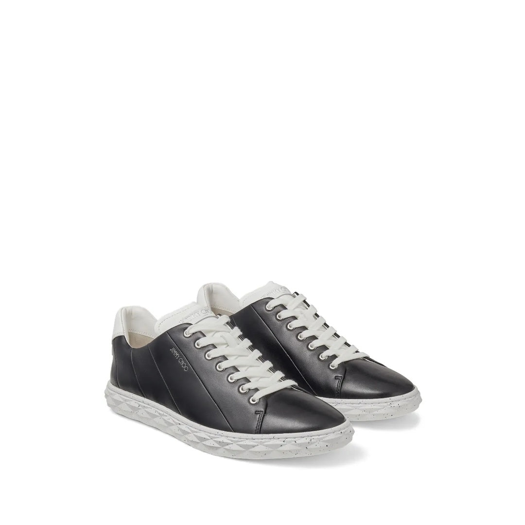 JIMMY CHOO DIAMOND LIGHT LEATHER SNEAKERS BLACK