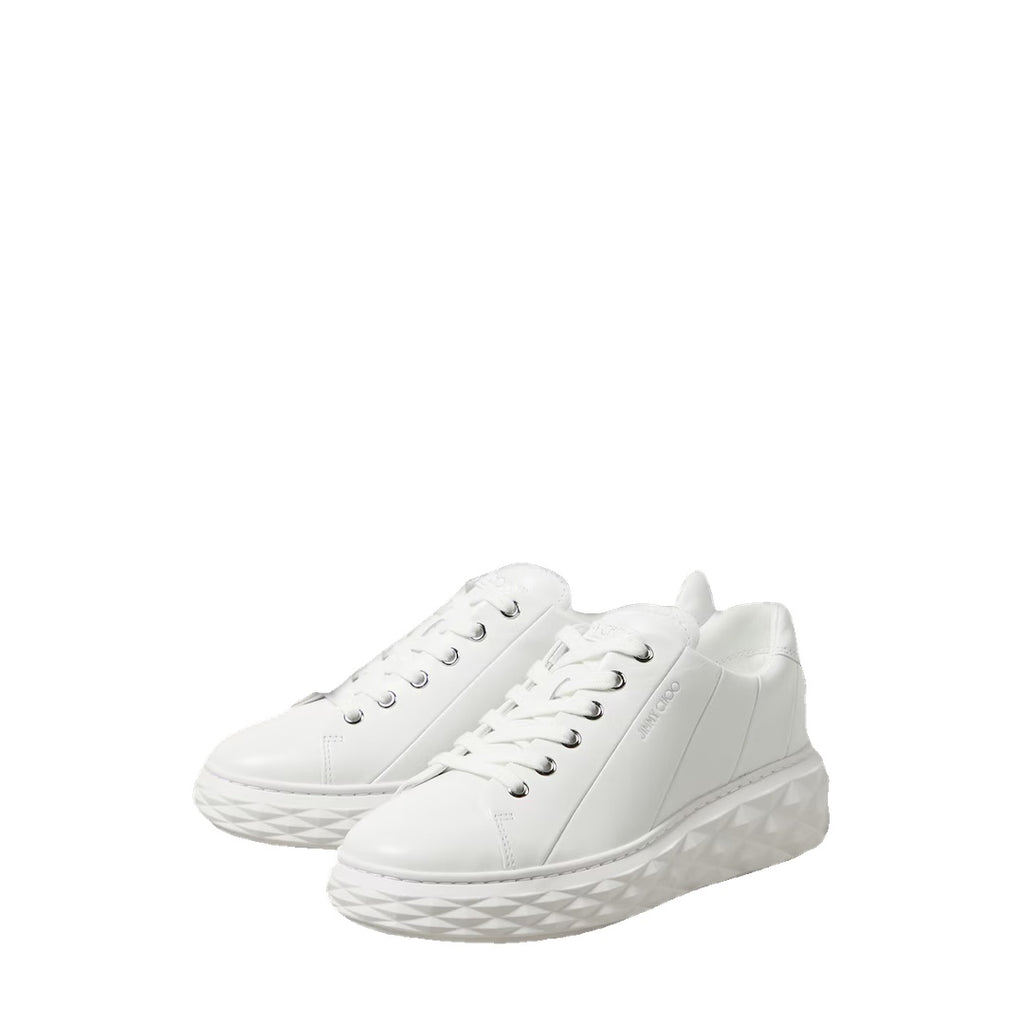 JIMMY CHOO DIAMOND LIGHT FLEX/F LEATHER SNEAKERS WHITE