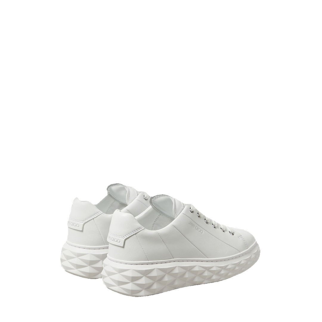 JIMMY CHOO DIAMOND LIGHT FLEX/F LEATHER SNEAKERS WHITE