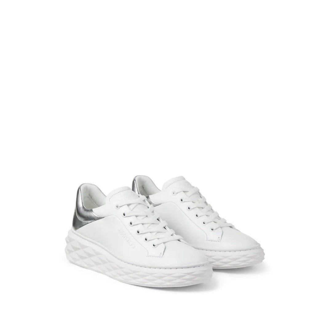 JIMMY CHOO DIAMOND MAXI/F II LEATHER SNEAKER WHITE