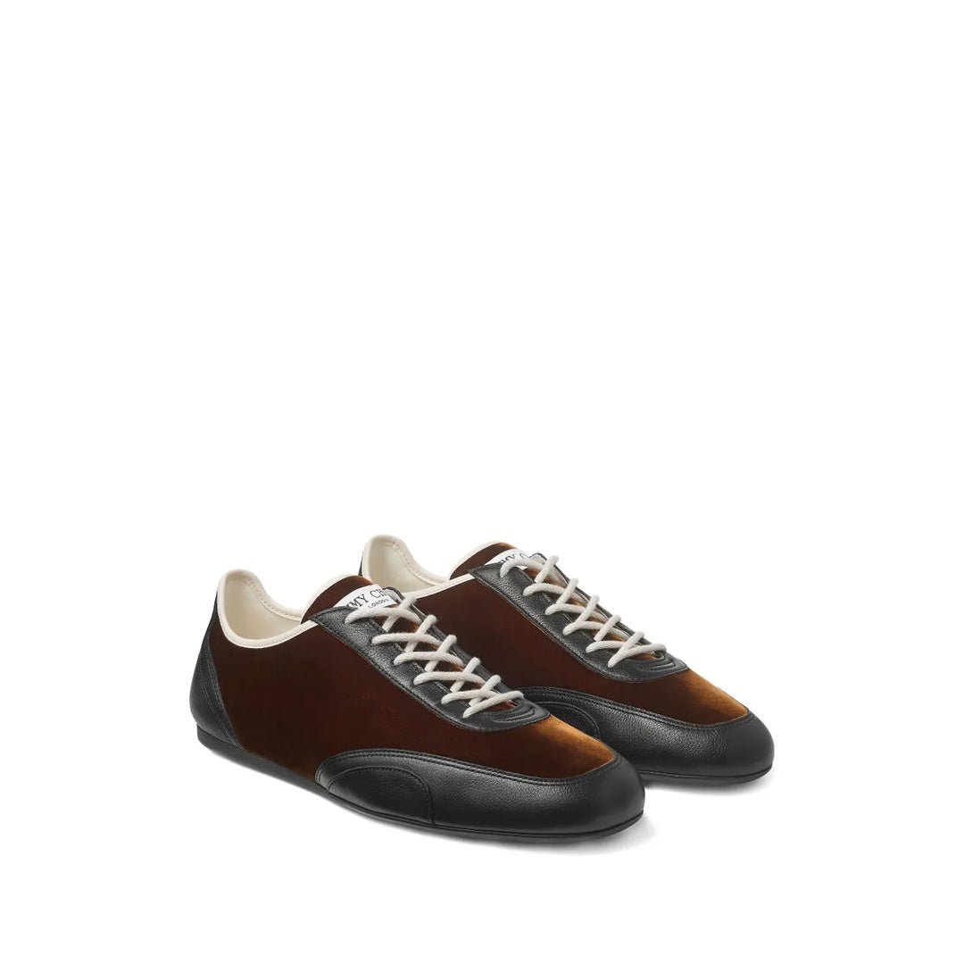 JIMMY CHOO SUNNY F SUEDE-LACE SNEAKERS CORN BROWN
