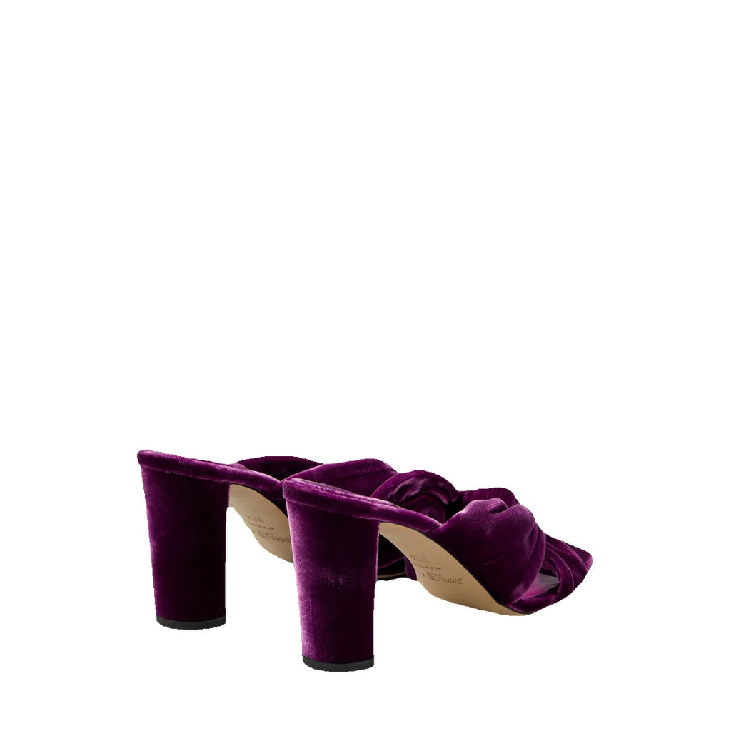 JIMMY CHOO EMERISTONE SUEDE HEELED MULES PURPLE