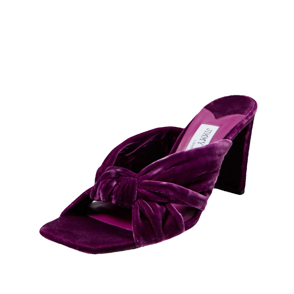 JIMMY CHOO EMERISTONE SUEDE HEELED MULES PURPLE