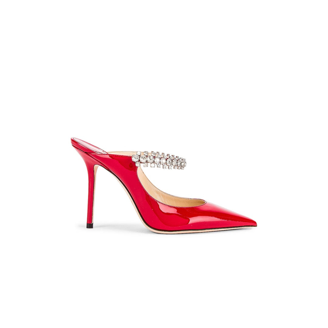 JIMMY CHOO BING PATENT LEATHER MULE RUBY RED