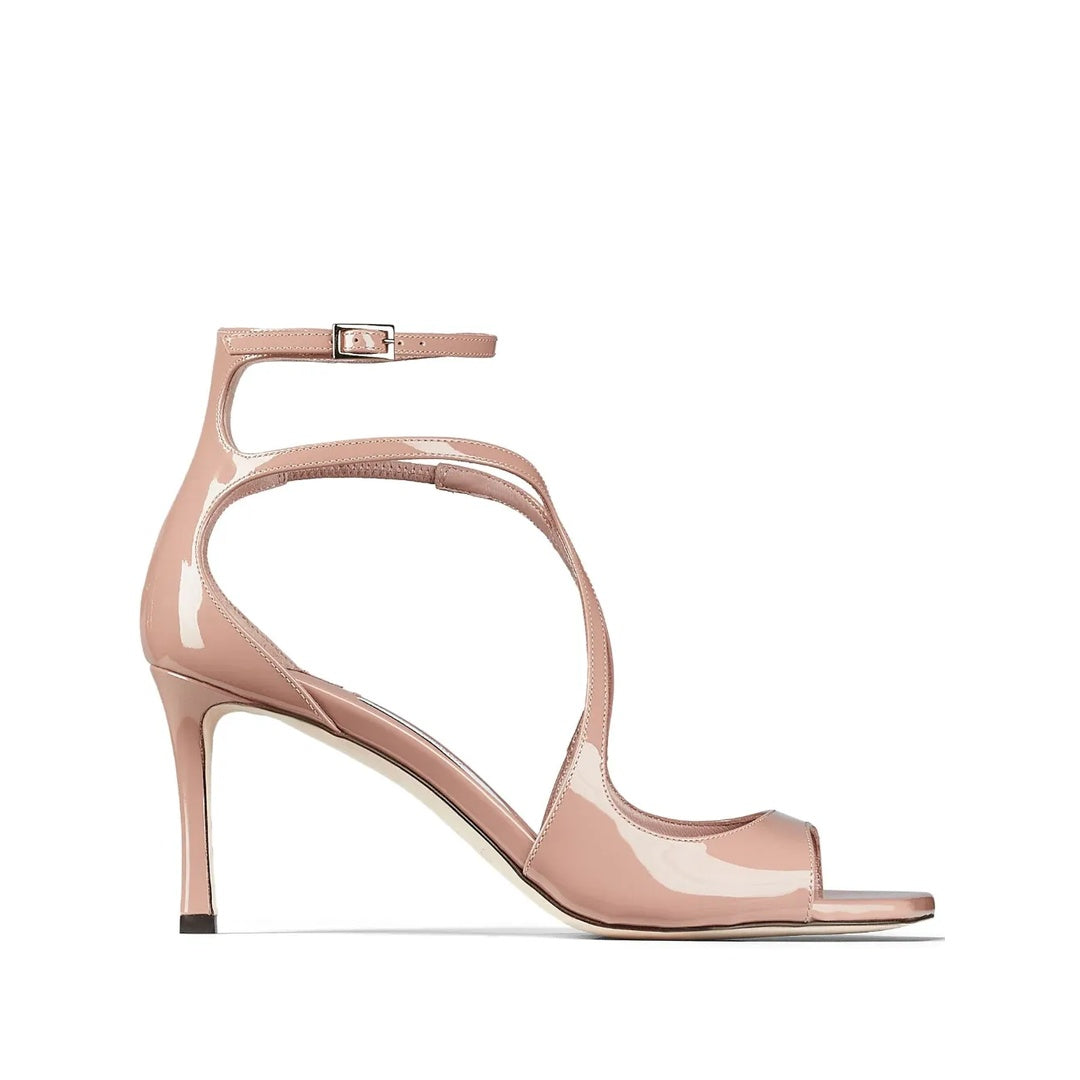 JIMMY CHOO 70MM FREJA FLOWER LEATHER SANDALS PINK
