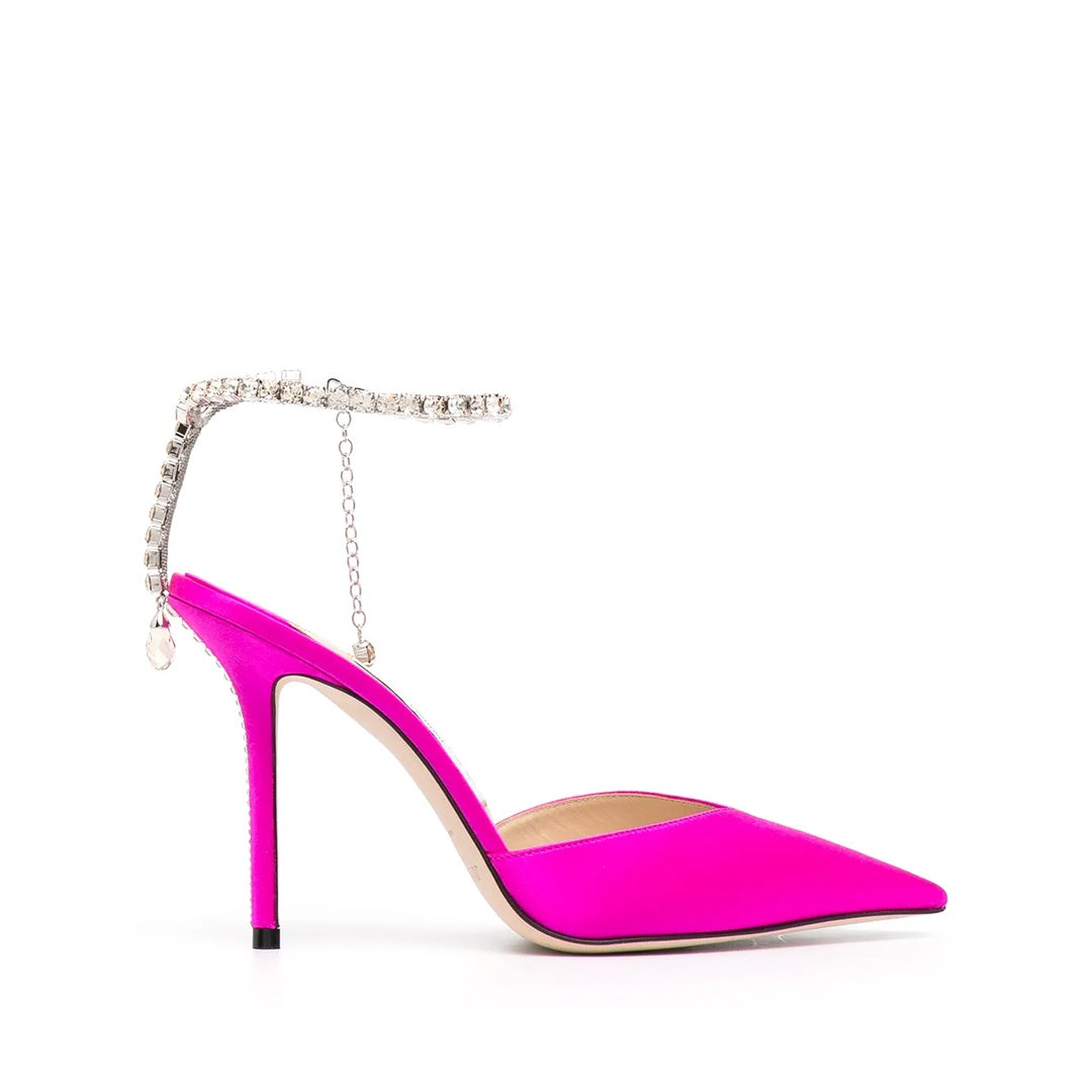 JIMMY CHOO SAEDA SATIN PUMPS SILVER