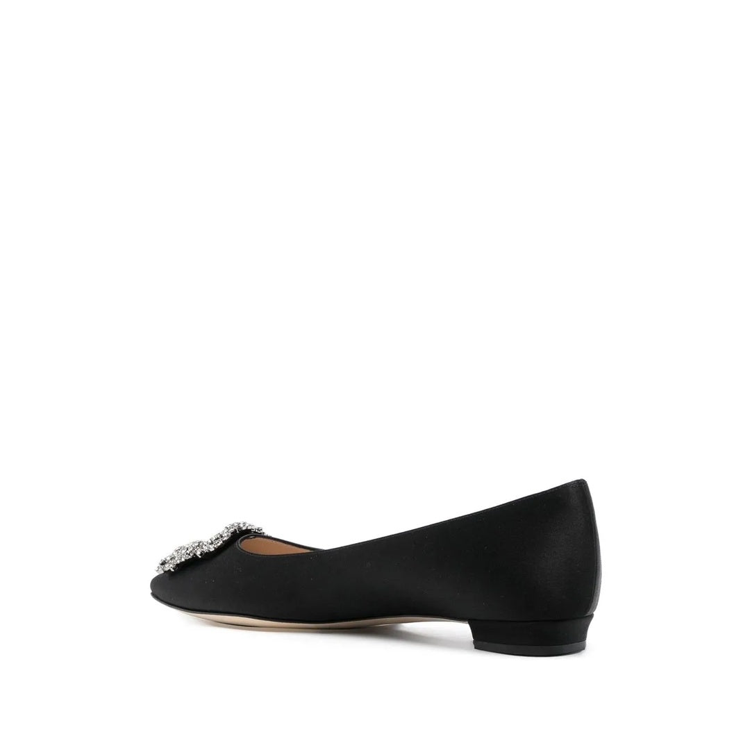 MANOLO BLAHNIK HANGISI BALLERINA FLATS BLACK