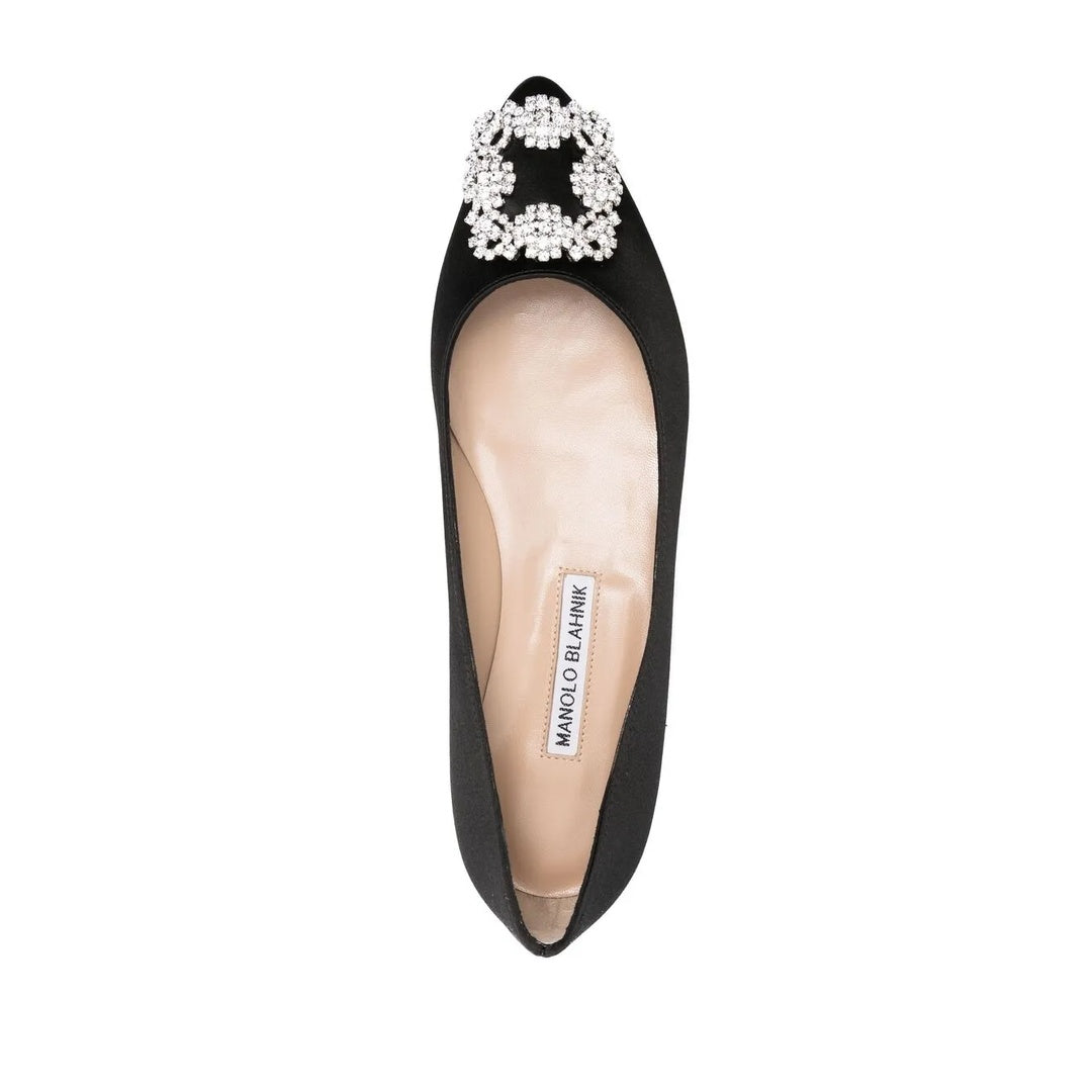 MANOLO BLAHNIK HANGISI BALLERINA FLATS BLACK