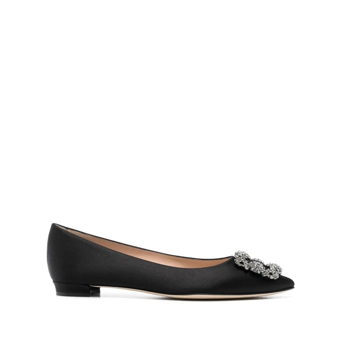 MANOLO BLAHNIK HANGISI BALLERINA FLATS BLACK