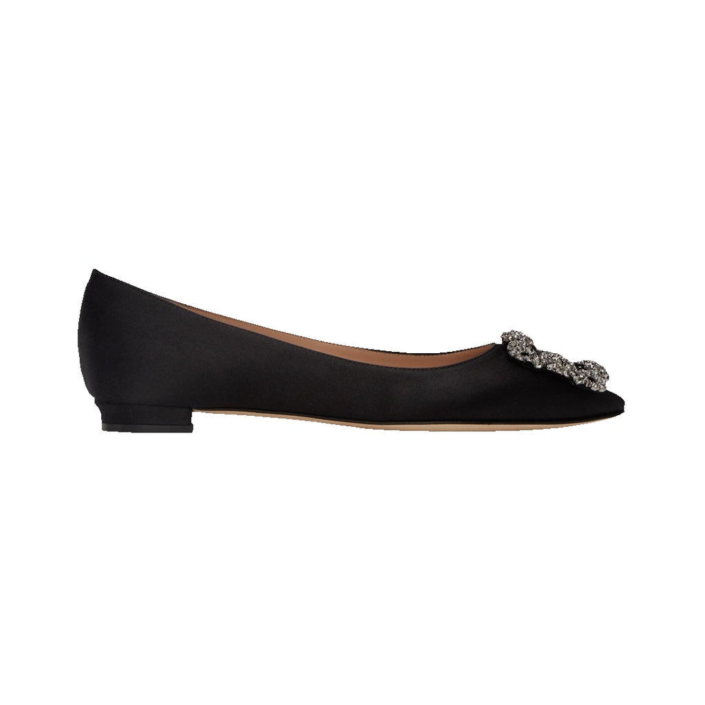 MANOLO BLAHNIK HANGISI BALLERINA FLATS BLACK