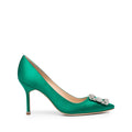 MANOLO BLAHNIK HANGISI SATIN PUMPS BLUE
