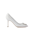 MANOLO BLAHNIK HANGISI CRYSTAL-BUCKLE PUMPS RED