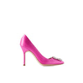 MANOLO BLAHNIK HANGISI CRYSTAL-EMBELLISHED MULES PINK