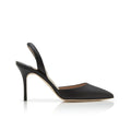 MANOLO BLAHNIK CAROLYNE WOVEN-RAFFIA SLINGBACK PUMPS BLACK