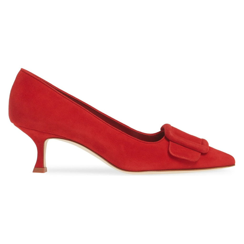 MANOLO BLAHNIK MAYSLI BUCKLE-DETAIL PUMPS RED