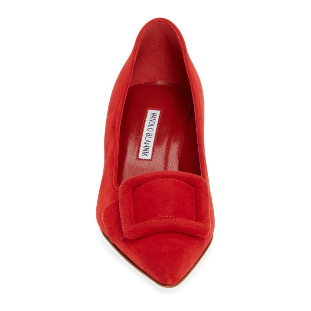 MANOLO BLAHNIK MAYSLI BUCKLE-DETAIL PUMPS RED