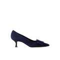 MANOLO BLAHNIK MAYSALE BI-COLOR PUMPS NAVY BLUE