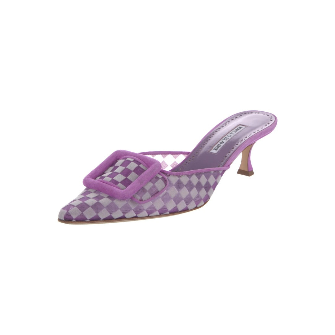 MANOLO BLAHNIK CHIVELA 110MM OPEN-TOE MULES PURPLE