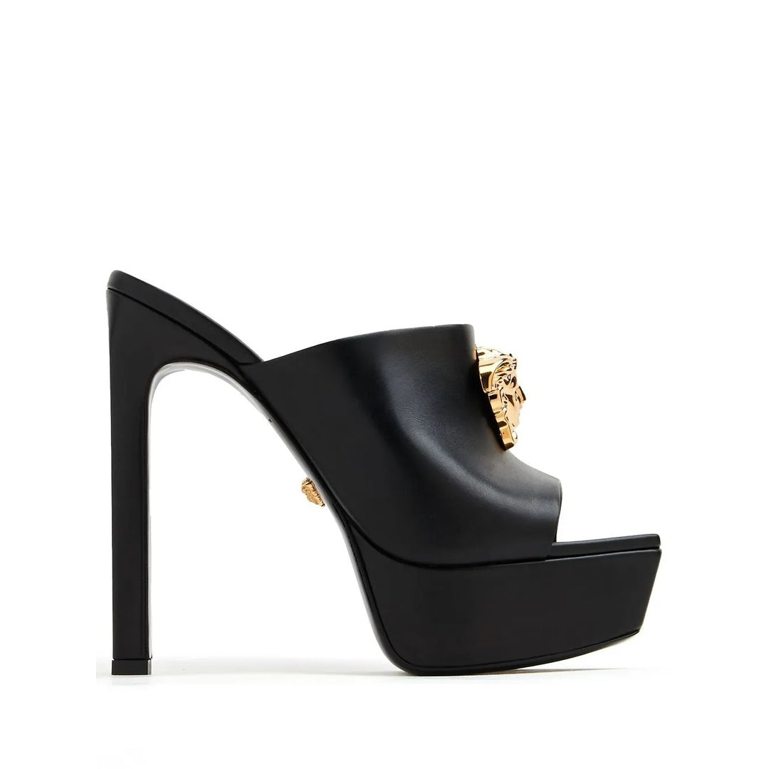 VERSACE PLATFORM MEDUSA MULES BLACK
