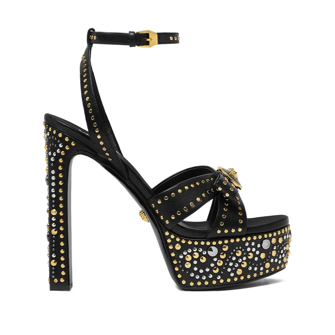 VERSACE 120MM LA MEDUSA ESPADRILLE PLATFORM SANDALS BLACK