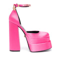 VERSACE SATIN CRYSTAL MEDUSA PLATFORMS PINK