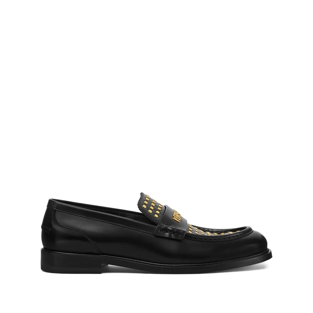 VERSACE EMBELLISHED LOAFERS BLACK