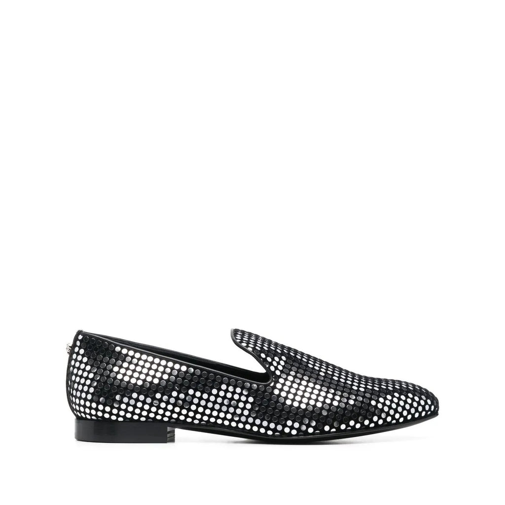 VERSACE EMBELLISHED LOAFERS BLACK
