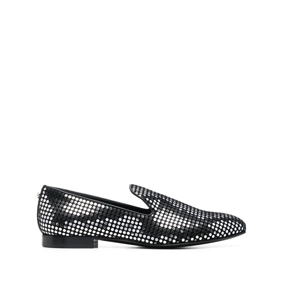 VERSACE EMBELLISHED LOAFERS BLACK